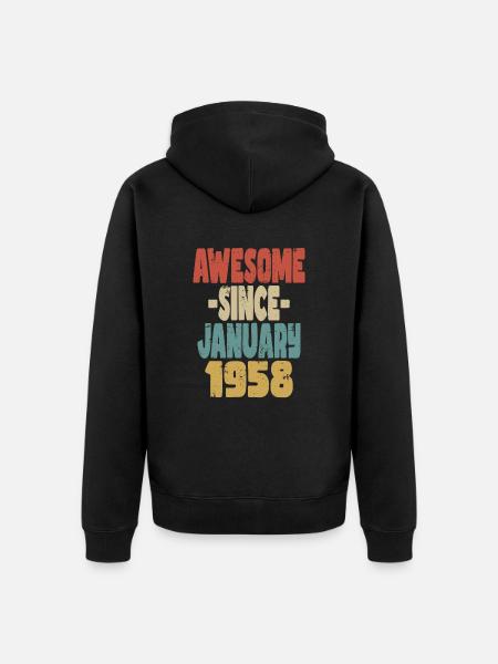 Awesome January 1958 - Unisex Premium Organic Zip Hoodie - black