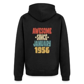 Fantastischer Januar 1956 - Unisex Premium Bio Zip Hoodie - Schwarz - Hinten - Nico (187cm)