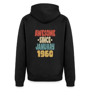 Génial janvier 1960 - Veste à capuche bio Premium Unisexe - noir - Dos - Nico (187cm)