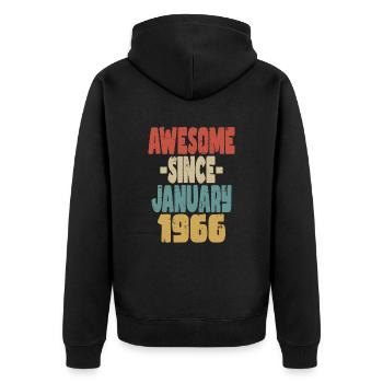 Génial janvier 1966 - Veste à capuche bio Premium Unisexe - noir - Dos - Nico (187cm)