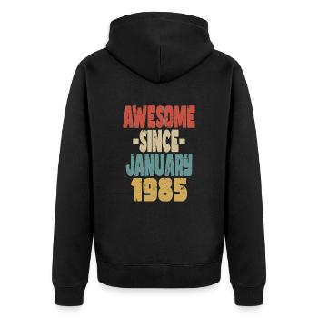 Awesome January 1985 - Unisex Premium Organic Zip Hoodie - black - Back - Nico (187cm)