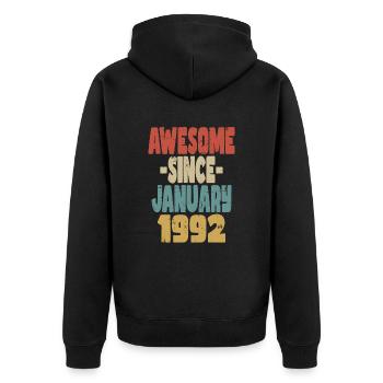 Fantastischer Januar 1992 - Unisex Premium Bio Zip Hoodie - Schwarz - Hinten - Nico (187cm)