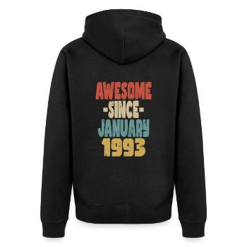 Génial janvier 1993 - Veste à capuche bio Premium Unisexe - noir - Dos - Nico (187cm)