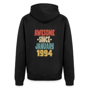 Génial janvier 1994 - Veste à capuche bio Premium Unisexe - noir - Dos - Nico (187cm)