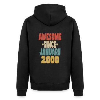 Awesome January 2000 - Unisex Premium Organic Zip Hoodie - black - Back - Nico (187cm)