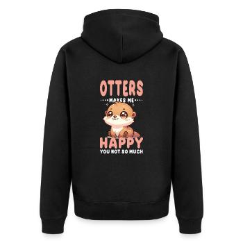 Niedliche Ottergrafik mit lustigem Zitat für Tier - Unisex Premium Bio Zip Hoodie - Schwarz - Hinten - Nico (187cm)