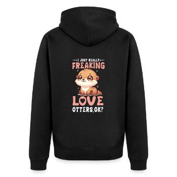 Adorable graphique de loutre pour les amateurs de loutres mignonnes - Veste à capuche bio Premium Unisexe - noir - Dos - Nico (187cm)