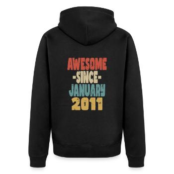 Awesome January 2011 - Unisex Premium Organic Zip Hoodie - black - Back - Nico (187cm)
