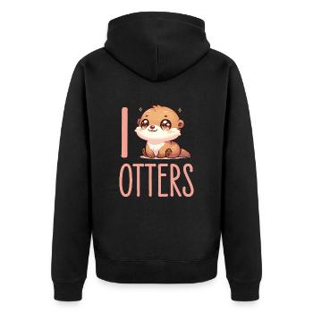 Adorable Illustration de loutre - parfait pour mignon - Veste à capuche bio Premium Unisexe - noir - Dos - Nico (187cm)