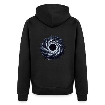 Astrophysik-Enthusiast Kosmisches Schwarzes Loch Kunstwerk - Unisex Premium Bio Zip Hoodie - Schwarz - Hinten - Nico (187cm)