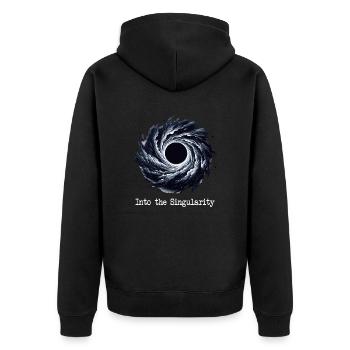 Astrophysik-Enthusiast in die Singularität - Unisex Premium Bio Zip Hoodie - Schwarz - Hinten - Nico (187cm)