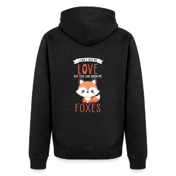 Niedliches Kawaii-Fuchs-Design mit herzlichem Fuchs-Zitat - Unisex Premium Bio Zip Hoodie - Schwarz - Hinten - Nico (187cm)