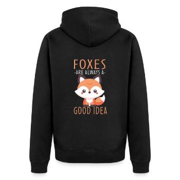 Kawaii Fox Design - Füchse sind immer eine gute Idee - Unisex Premium Bio Zip Hoodie - Schwarz - Hinten - Nico (187cm)