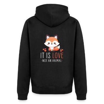 Kawaii Fox Design for Wildlife Enthusiasts and Fox - Unisex Premium Organic Zip Hoodie - black - Back - Nico (187cm)