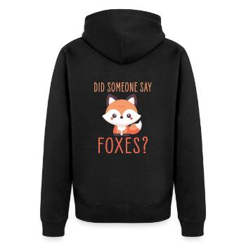 Charmantes Kawaii-Fuchs-Design für Wildtiere - Unisex Premium Bio Zip Hoodie - Schwarz - Hinten - Nico (187cm)