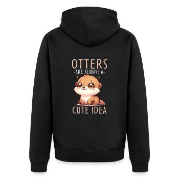 Adorable illustration de loutre pour les amateurs d’animaux - Veste à capuche bio Premium Unisexe - noir - Dos - Nico (187cm)