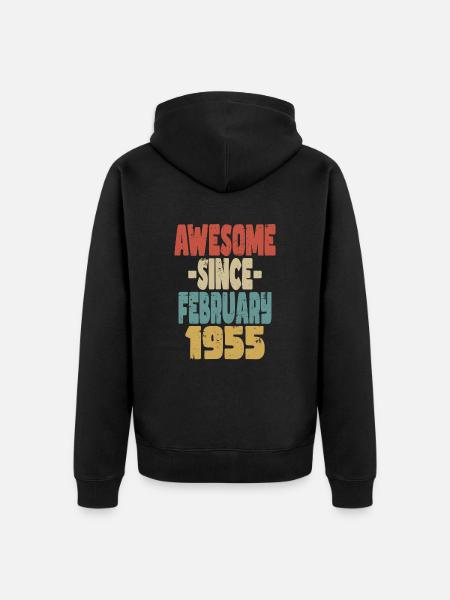 Awesome February 1955 - Unisex Premium Organic Zip Hoodie - black
