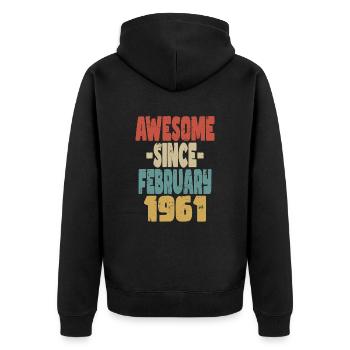 Génial Février 1961 - Veste à capuche bio Premium Unisexe - noir - Dos - Nico (187cm)