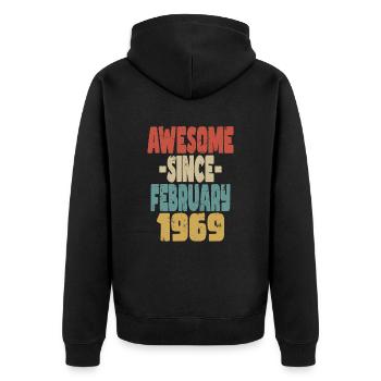 Génial Février 1969 - Veste à capuche bio Premium Unisexe - noir - Dos - Nico (187cm)