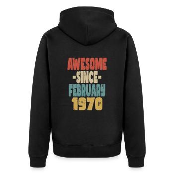 Génial Février 1970 - Veste à capuche bio Premium Unisexe - noir - Dos - Nico (187cm)