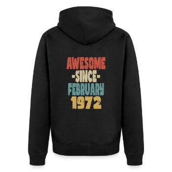 Fantastischer Februar 1972 - Unisex Premium Bio Zip Hoodie - Schwarz - Hinten - Nico (187cm)
