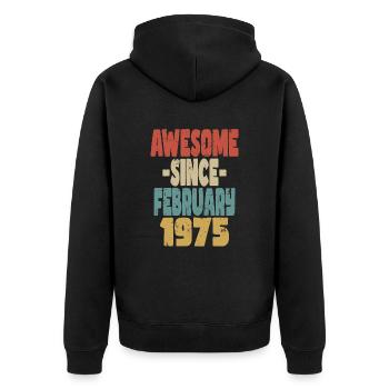 Awesome February 1975 - Unisex Premium Organic Zip Hoodie - black - Back - Nico (187cm)