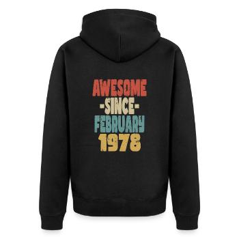 Fantastischer Februar 1978 - Unisex Premium Bio Zip Hoodie - Schwarz - Hinten - Nico (187cm)