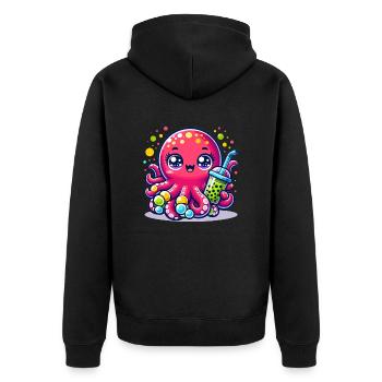 Kawaii Octopus With Bubble Tea Sea Ocean Boba Tea - Unisex Premium Organic Zip Hoodie - black - Back - Nico (187cm)