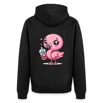 Mignon Kawaii flamant rose bulle amant de thé flamant rose - Veste à capuche bio Premium Unisexe - noir - Dos - Nico (187cm)
