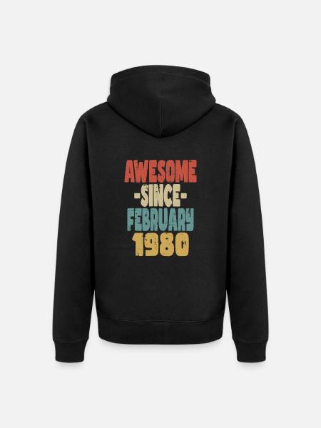 Awesome February 1980 - Unisex Premium Organic Zip Hoodie - black