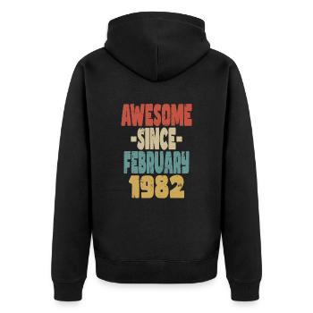 Awesome February 1982 - Unisex Premium Organic Zip Hoodie - black - Back - Nico (187cm)