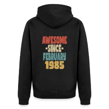 Awesome February 1985 - Unisex Premium Organic Zip Hoodie - black - Back - Nico (187cm)
