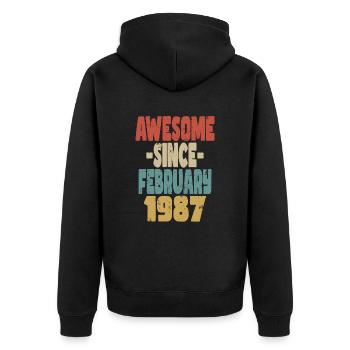Awesome February 1987 - Unisex Premium Organic Zip Hoodie - black - Back - Nico (187cm)