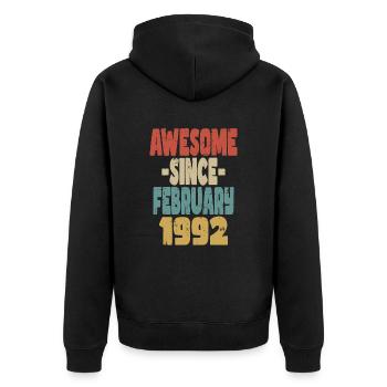Fantastischer Februar 1992 - Unisex Premium Bio Zip Hoodie - Schwarz - Hinten - Nico (187cm)
