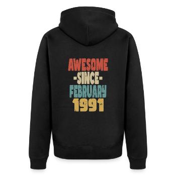 Génial Février 1991 - Veste à capuche bio Premium Unisexe - noir - Dos - Nico (187cm)