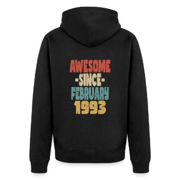 Génial Février 1993 - Veste à capuche bio Premium Unisexe - noir - Dos - Nico (187cm)