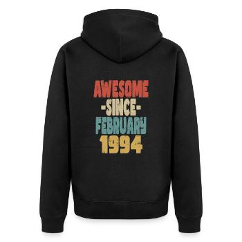 Génial Février 1994 - Veste à capuche bio Premium Unisexe - noir - Dos - Nico (187cm)