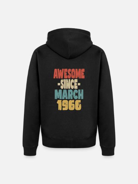Awesome March 1966 - Unisex Premium Organic Zip Hoodie - black