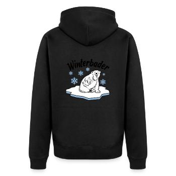 Winterbader Eisbaden Eisbad Spruch - Unisex Premium Bio Zip Hoodie - Schwarz - Hinten - Nico (187cm)