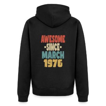 Génial mars 1976 - Veste à capuche bio Premium Unisexe - noir - Dos - Nico (187cm)