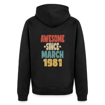 Génial mars 1981 - Veste à capuche bio Premium Unisexe - noir - Dos - Nico (187cm)
