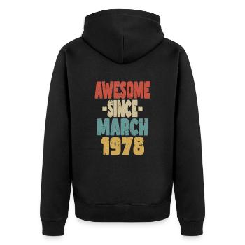 Awesome March 1978 - Unisex Premium Organic Zip Hoodie - black - Back - Nico (187cm)