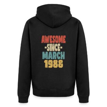 Génial mars 1988 - Veste à capuche bio Premium Unisexe - noir - Dos - Nico (187cm)