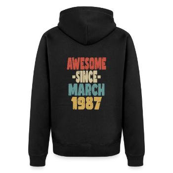 Awesome March 1987 - Unisex Premium Organic Zip Hoodie - black - Back - Nico (187cm)