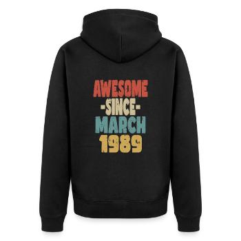 Awesome March 1989 - Unisex Premium Organic Zip Hoodie - black - Back - Nico (187cm)