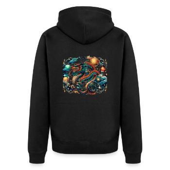 Dragon astrologie du zodiaque chinois - Veste à capuche bio Premium Unisexe - noir - Dos - Nico (187cm)