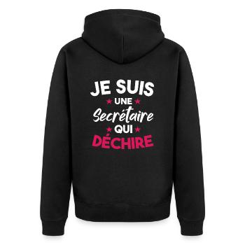 Je Suis Une Secrétaire Qui Déchire - Veste à capuche bio Premium Unisexe - noir - Dos - Nico (187cm)