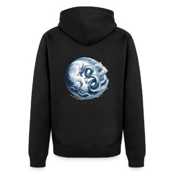 Dragon Moon Chinese Dragon Zodiac Symbol - Unisex Premium Organic Zip Hoodie - black - Back - Nico (187cm)
