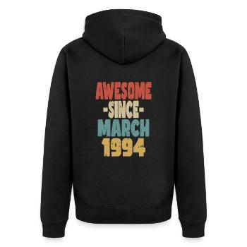 Fantastischer März 1994 - Unisex Premium Bio Zip Hoodie - Schwarz - Hinten - Nico (187cm)