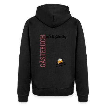Gästebuch 85. Geburtstag, unterschreiben, Geschenk - Unisex Premium Bio Zip Hoodie - Schwarz - Hinten - Nico (187cm)
